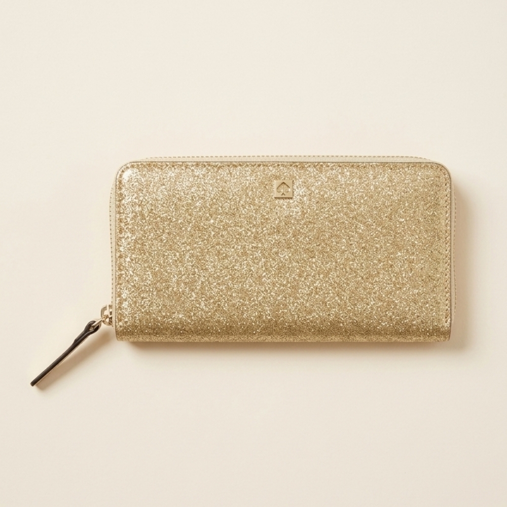Kate Spade Mavis Street Neda Continental Wallet In Gold Glitter